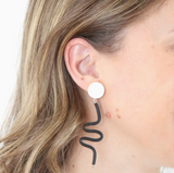 SYLCA Black and White Rubber Tubing Remi Earrings