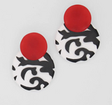 SYLCA Black, White and Red Lola Post Statement Earrings