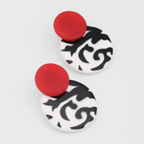 SYLCA Black, White and Red Lola Post Statement Earrings