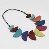 SYLCA Colorwood Cascade Multi Color Wooden Statement Necklace