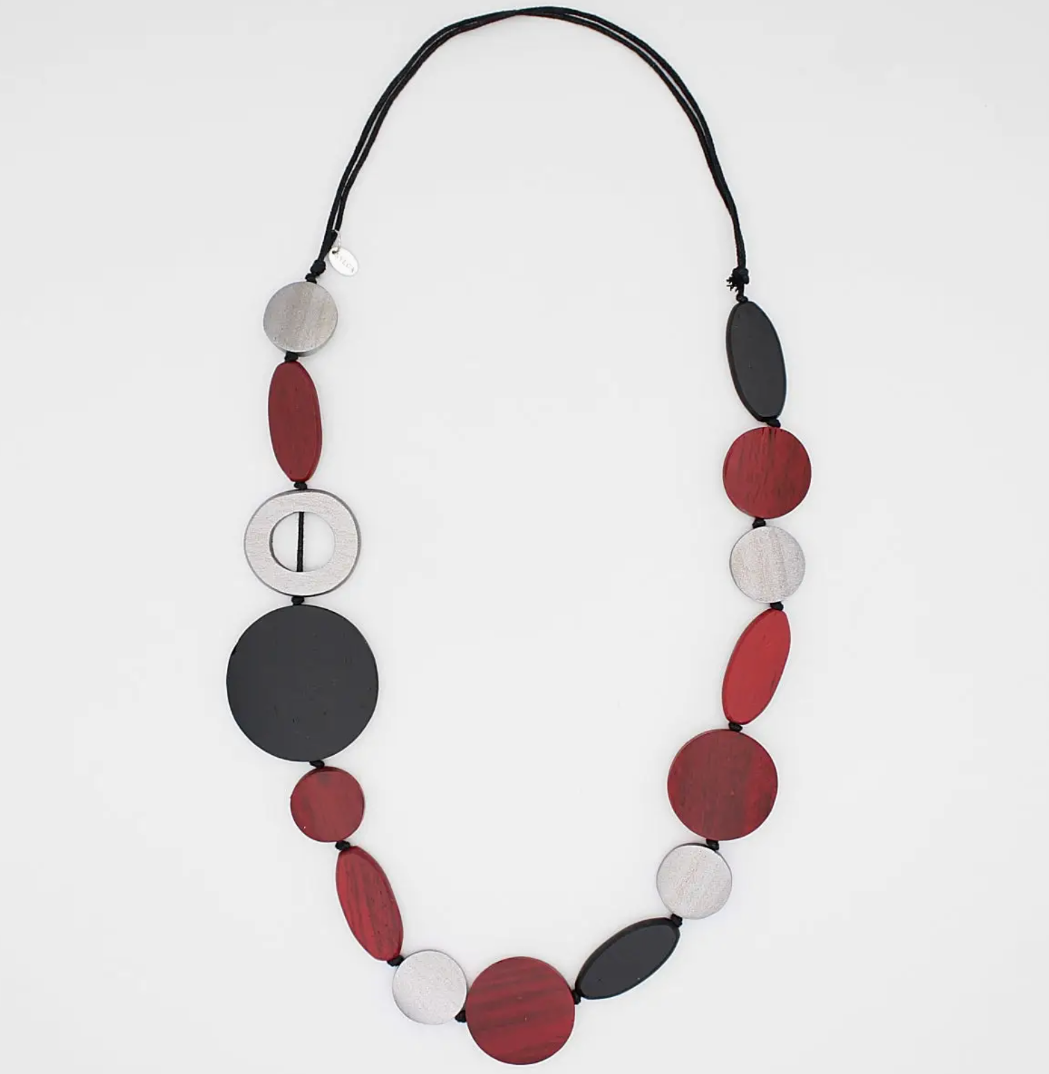 SYLCA Crimson Brea Wooden Bead Statement Necklace