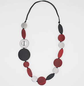 SYLCA Crimson Brea Wooden Bead Statement Necklace