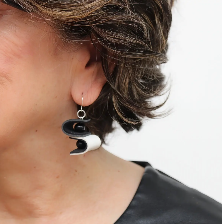 SYLCA Duotone Leather Drop Earring