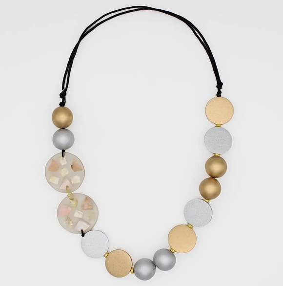 SYLCA Gold and Silver Prism Statement Necklace