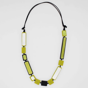 SYLCA Lime Sloan Rectangles Beaded Statement Necklace