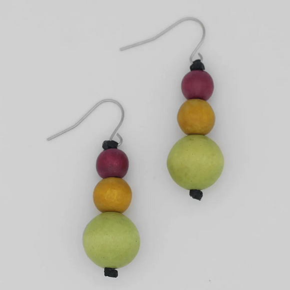 SYLCA Lime Triple Bead Jasper Earrings