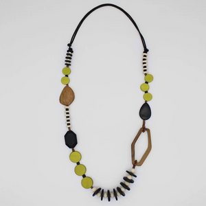 SYLCA Lime Wood Bead Gabby Necklace