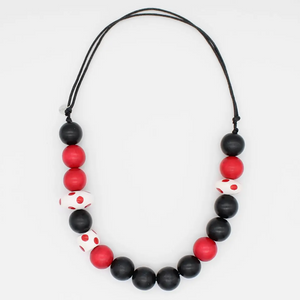 SYLCA Mod Red, White, and Black Dotted Statement Necklace