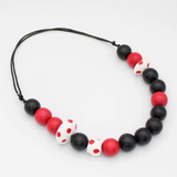 SYLCA Mod Red, White, and Black Dotted Statement Necklace