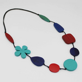 SYLCA Multi Color Blossom Wood Necklace