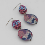 SYLCA Pink Floral Decoupage Statement Earrings