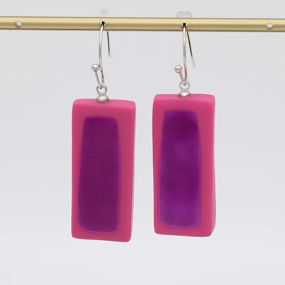 SYLCA Pink Sloan Rectangular Shaped Dangle Statement Earrings