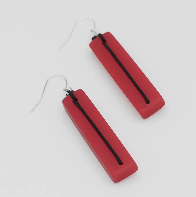 SYLCA Raspberry Resin Bar Dangle Statement Earring