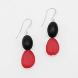 SYLCA Red Double Bead Dangle Earrings