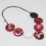 SYLCA Red Marble Resin Necklace