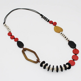 SYLCA Red Wood Bead Gabby Necklace