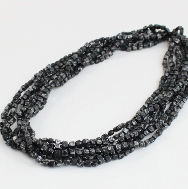 SYLCA Silver Multi Strand Beaded Lacey Necklace