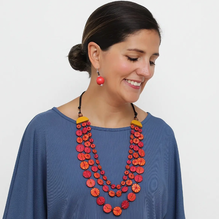SYLCA Sundown Triple Strand Threaded Necklace