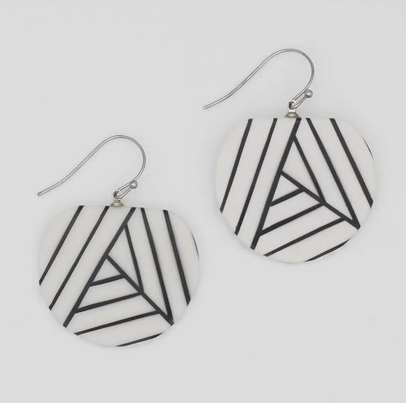 SYLCA White and Black Palma Earrings