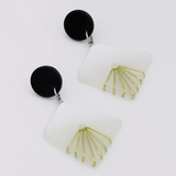 SYLCA White and Gold Thalia Drop Earrings