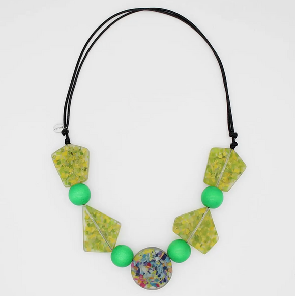 SYLCA Green Geometric Confetti Necklace