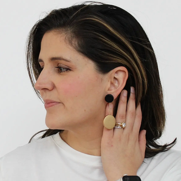 SYLCA Black and Gold Dangle Earring