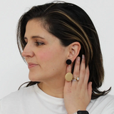 SYLCA Black and Gold Dangle Earring
