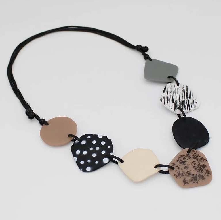 SYLCA Black and Taupe Louna Necklace