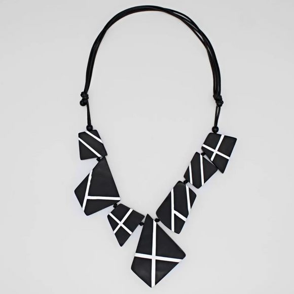 SYLCA Black and White Orinda Statement Necklace