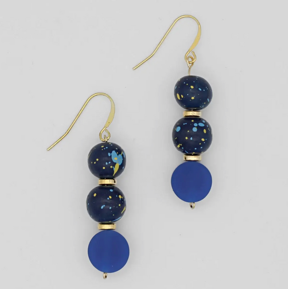 SYLCA Blue Speckled Dangle Earrings