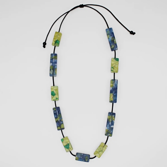 SYLCA Green Vega Rectangular Necklace