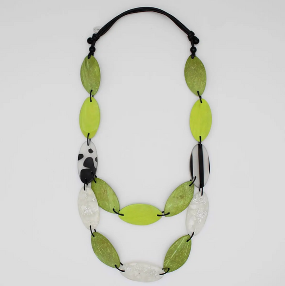 SYLCA Lime Emerson Ellipse Bead Necklace