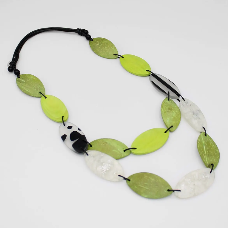 SYLCA Lime Emerson Ellipse Bead Necklace