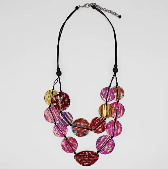 SYLCA Magenta Quinn Dual Strand Shell Necklace