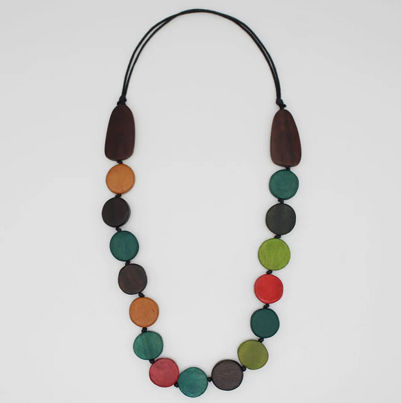 SYLCA Multi Color London Wood Bead Necklace