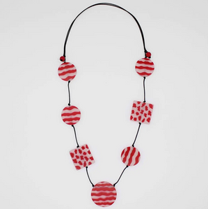 SYLCA Red Calliope Painted Statement Necklace