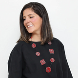 SYLCA Red Calliope Painted Statement Necklace