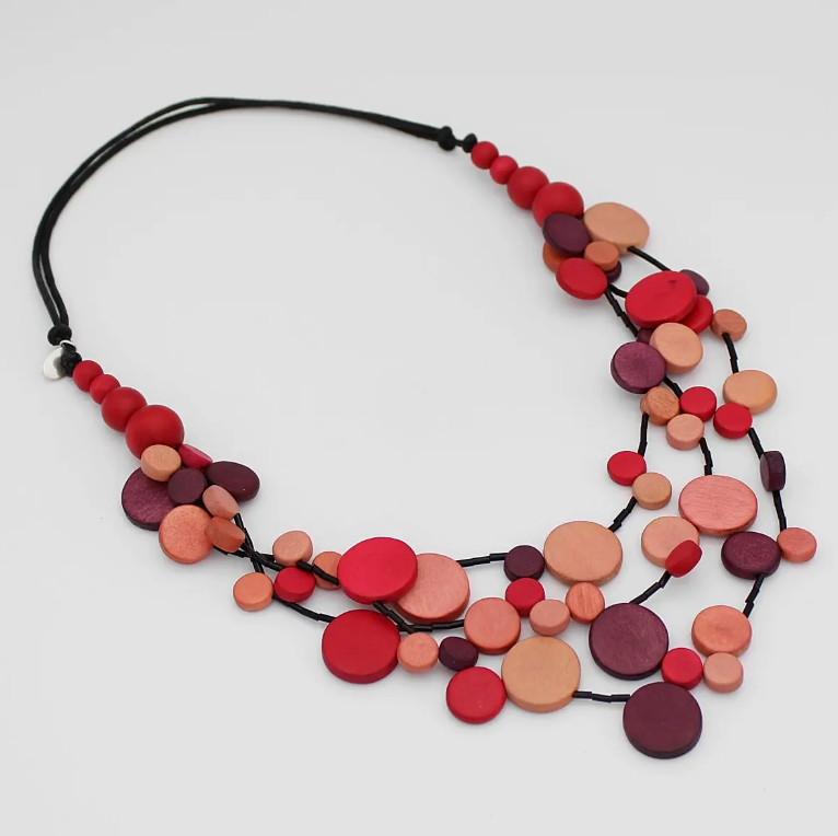 SYLCA Red Multi Strand Millie Necklace