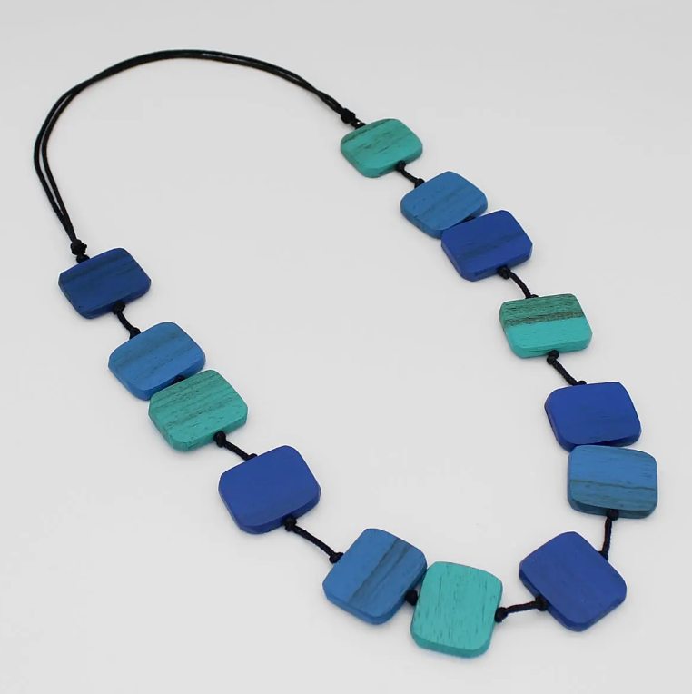 SYLCA Shades of Blue Shelby Wood Necklace