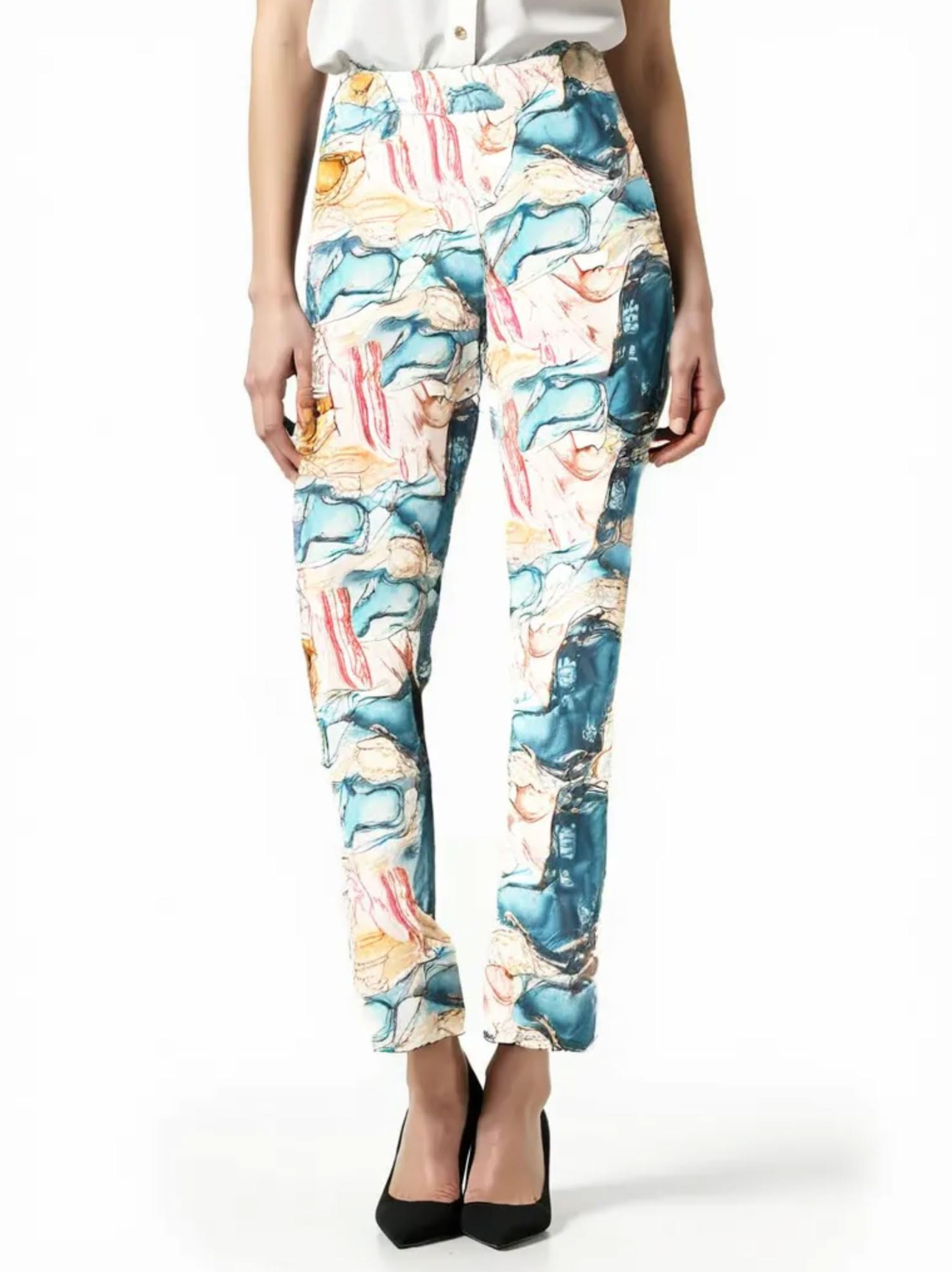 Krazy Larry Pants - P507 Basic Ankle Pants AQUA SPLASH