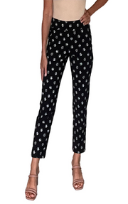 Krazy Larry Pants - P507 Basic Ankle Pants BLACK MINI FLOWERS