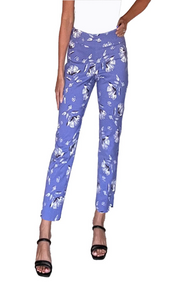 Krazy Larry Pants - P507 Basic Ankle Pants LILAC FLOWERS