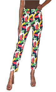 Krazy Larry Pants - P507 Basic Ankle Pants NEW ABSTRACT
