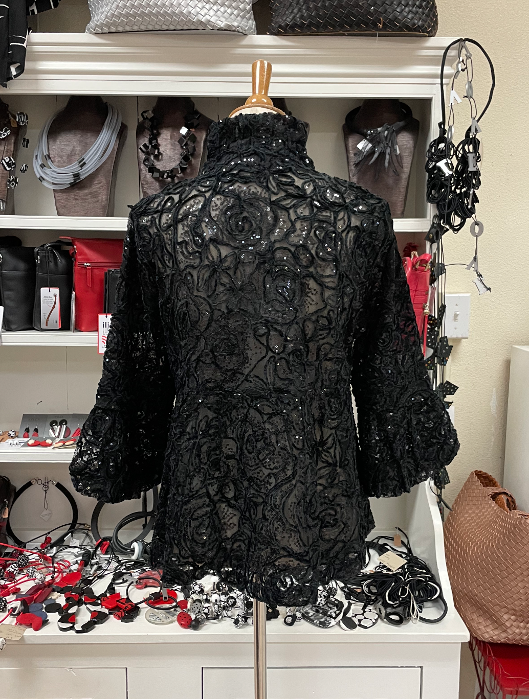 DAMEE SEQUINED PEPLUM JKT - 2411 - BLK