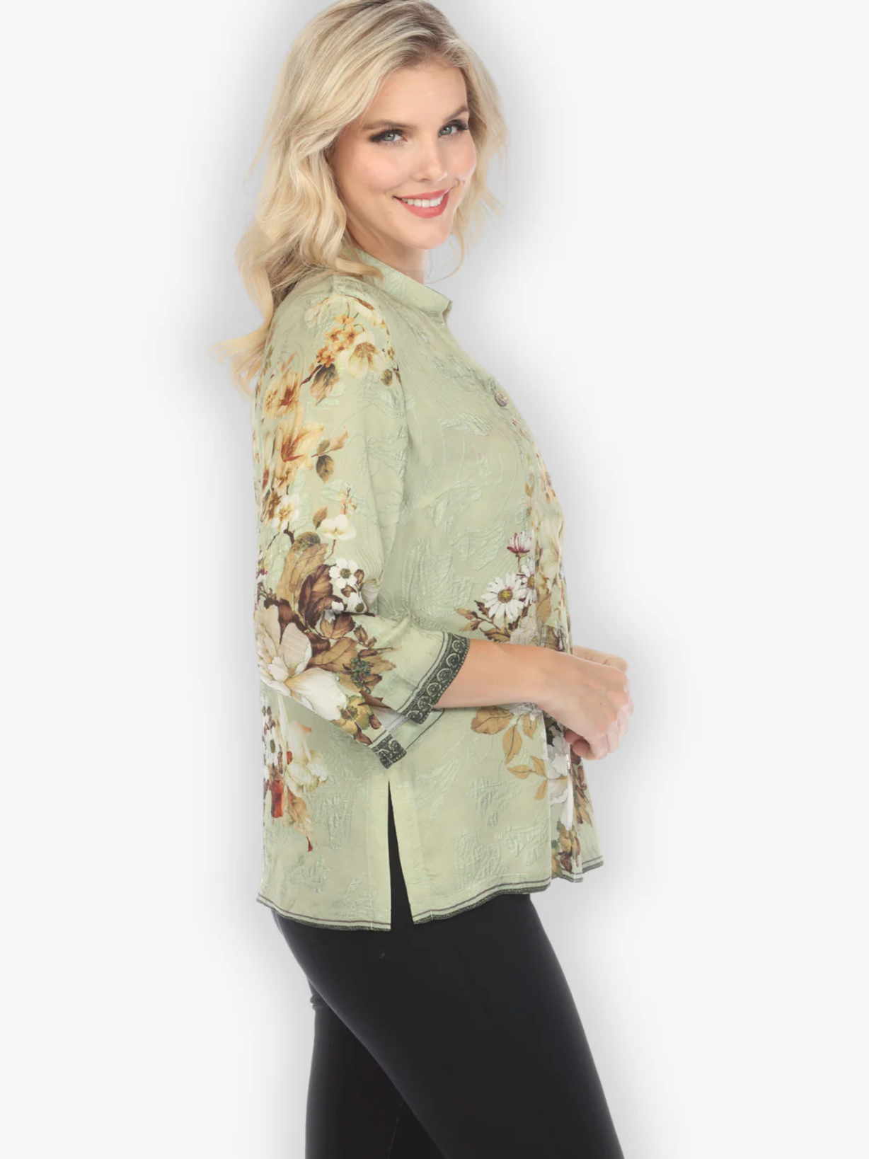 Citron "Peony Mint Green" Silk Blouse - 1213PMG