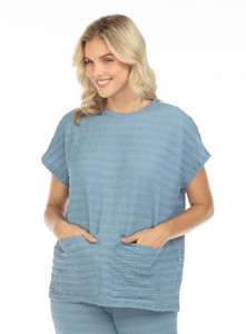 INOAH "Denim" - Solid Pocket Top