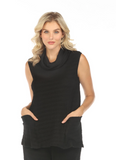 INOAH "Black" - Solid Cowl Neck Tank Top