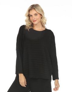 INOAH "Black" - Solid Long Sleeve Top