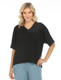 INOAH "Black" - Solid V-Neck Top
