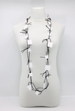 JIANHUI LONDON White Wooden Squares On Leatherette Chain Necklace